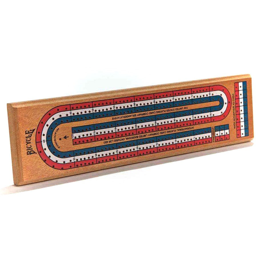 Cribbage Board 3 Track Color Coded with Playing Cards