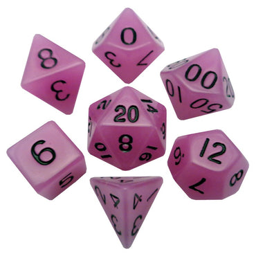 7 Count Dice Acrylic Set: 16MM Glow Purple
