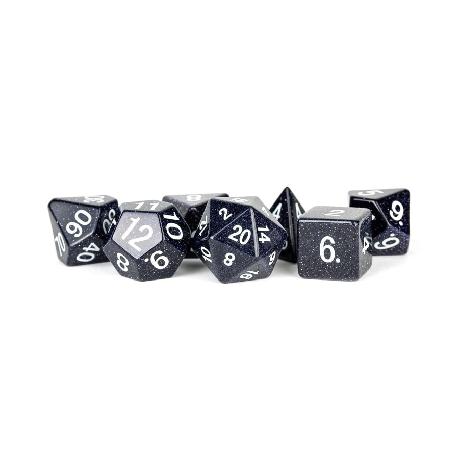 7 COUNT DICE POLY SET: 16MM STONE: BLUE SANDSTONE