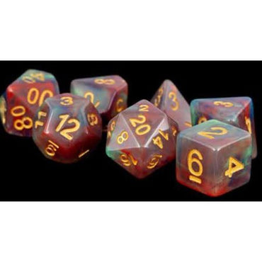 7 COUNT DICE POLY SET: RESIN RED PEARL SWIRL