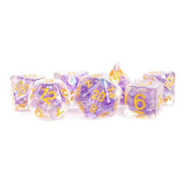 7 COUNT DICE POLY SET: PEARL PURPLE WITH GOLD