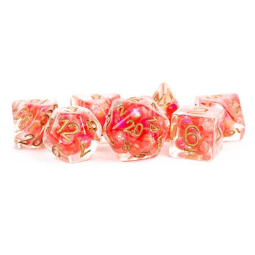 7 COUNT DICE POLY SET: PEARL RED WITH COPPER