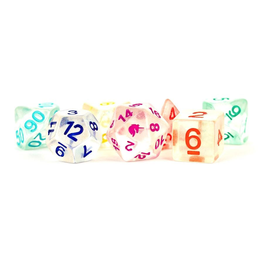 7 COUNT DICE POLY SET: UNICORN - RAINBOW ICE