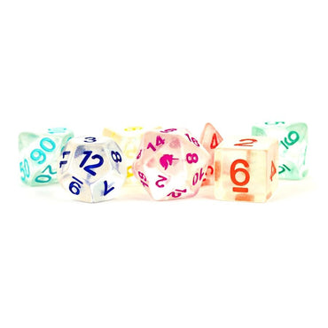 7 COUNT DICE POLY SET: UNICORN - RAINBOW ICE