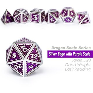 Metal & Enamel Dice Set (7pcs): Amethyst