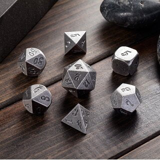 Metal & Enamel Dice Set (7pcs): Crude Iron