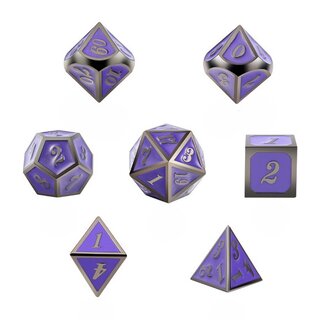 Metal & Enamel Dice Set (7pcs): Grape & Gunmetal