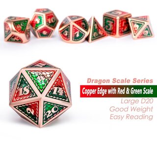 Metal & Enamel Dice Set (7pcs): Quetzal