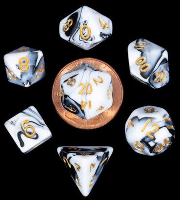 7 Count Dice Mini Acrylic Set: Marble with Gold