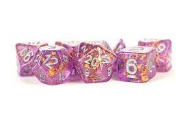7 Count Dice Acrylic Set: 16MM Purple Foil