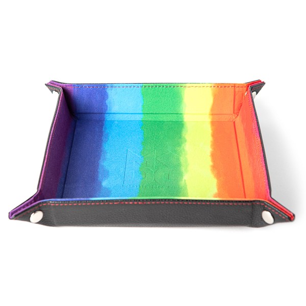 Velvet Dice Tray With Leather Backing: Rainbow