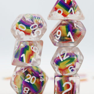Resin Rainbow Flag RPG dice set