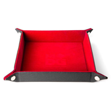 Velvet Dice Tray With Leather Backing: Red
