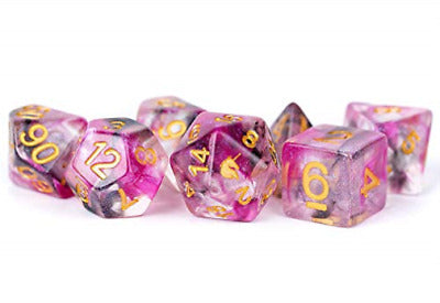 7 Count Dice Acrylic Set: 16MM Unicorn Blushing Steel
