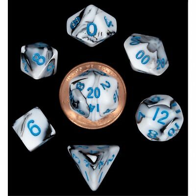 7 Count Dice Mini Acrylic Set: Marble with Blue
