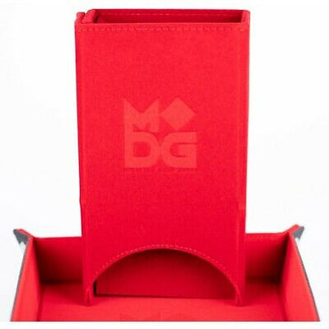 Velvet Dice Tower With Leather Backing: Red