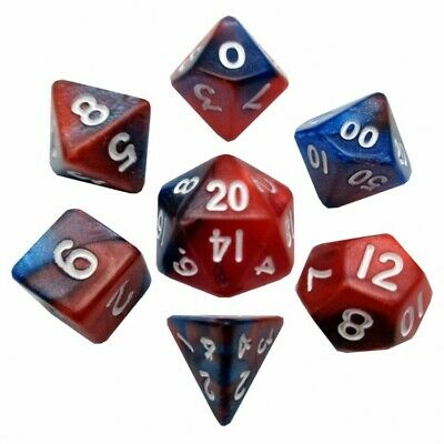 7 Count Dice Mini Acrylic Set: Red/Blue with White