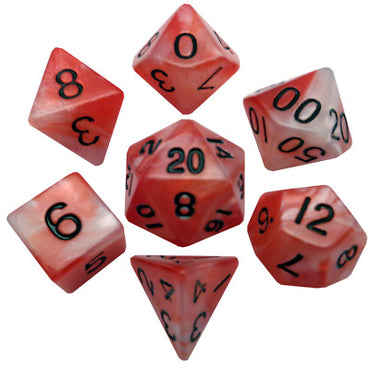 7 Count Dice Acrylic Set: 16MM Red/White with Black