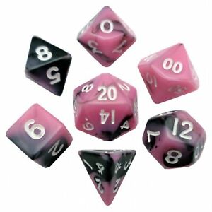 7 Count Dice Mini Acrylic Set: Pink/Black with White