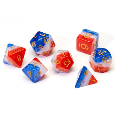 RPG Dice Set (7):Red, White, and Blue