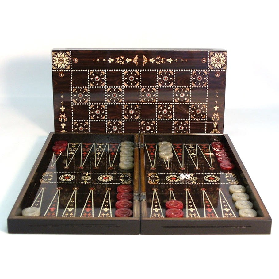 Backgammon Set: 19" Flowered Decoupage | All About Games